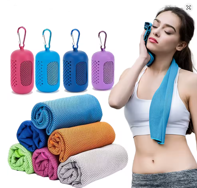 Toalha Fria Portátil em Silicone – Resfriamento Instantâneo & Secagem Rápida